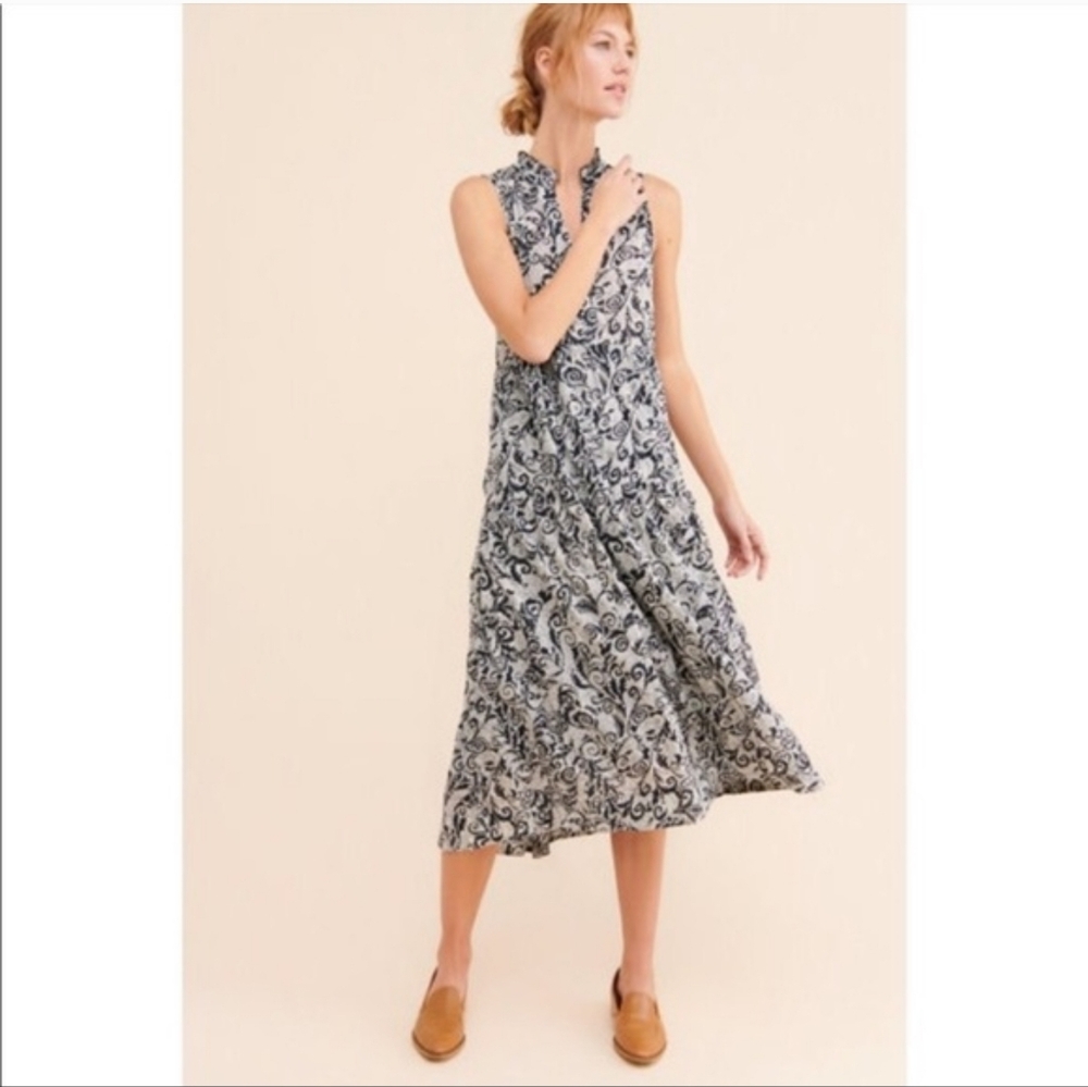 Maeve Mayra By Anthropologie Tiered‎ Floral Paisley Midi Bohemian Dress Maxi - Picture 5 of 13